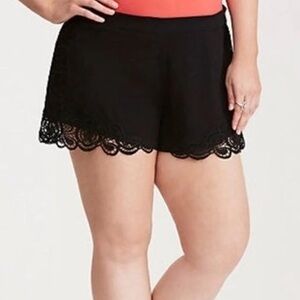 Torrid Black Lace Trim Shorts